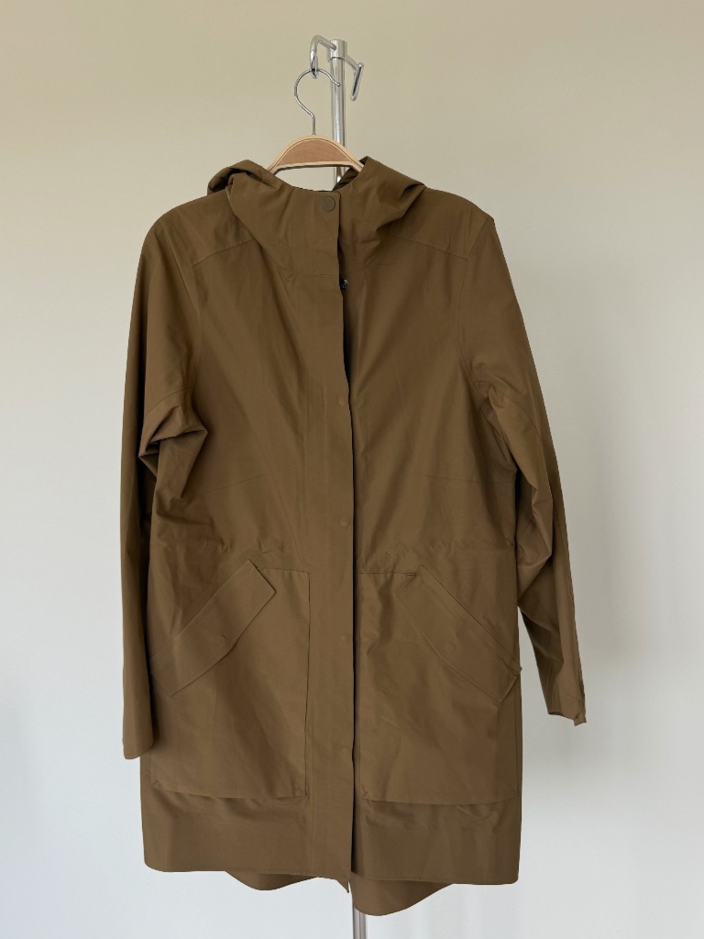 REI Co-op Women’s Waterproof Hooded Rain Jacket Camel XS